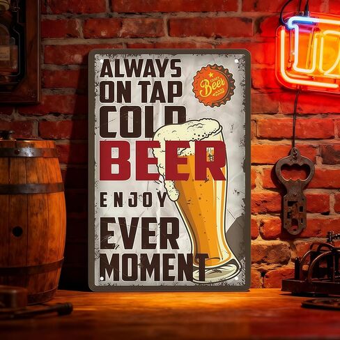 لوحة فنية جدارية معدنية من قطعة واحدة من Craft Beer - ديكور صنبور عتيق لشريط الكهف للرجال، والبيرة الباردة الريفية ولوحة الأصدقاء الجيدين مع غطاء زجاجة، أزرق in Saudi Arabia