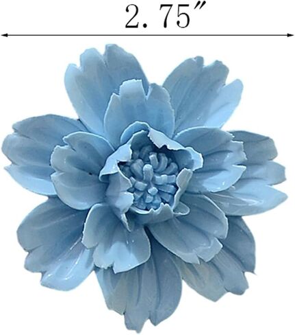 CEUYGT Ceramic Flower Wall Decor 3D Wall Hanging Home Decor Living Room Blue Peony 2.8" in Saudi Arabia
