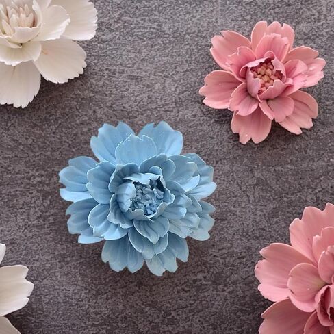 CEUYGT Ceramic Flower Wall Decor 3D Wall Hanging Home Decor Living Room Blue Peony 2.8" in Saudi Arabia