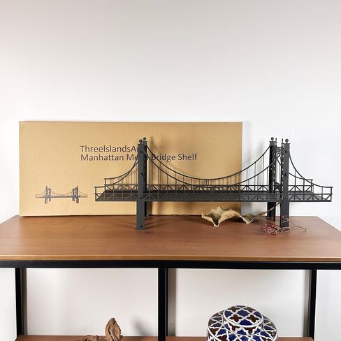 Suspension Bridge Wall Mounted Bookshelf, Black Metal Bridge Design, 26.38 x 10.28 x 5.51 inches in Saudi Arabia