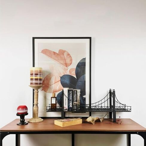 Suspension Bridge Wall Mounted Bookshelf, Black Metal Bridge Design, 26.38 x 10.28 x 5.51 inches in Saudi Arabia