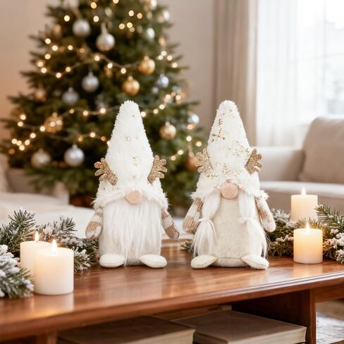 DN DECONATION 7.48" Plush Gnome Christmas Decorations, Handmade Swedish Tomte Elf Figurines, Stuffed Xmas Gnome Dolls Gifts for Holiday Shelf Tiered Tray Tabletop Home Decor in Saudi Arabia