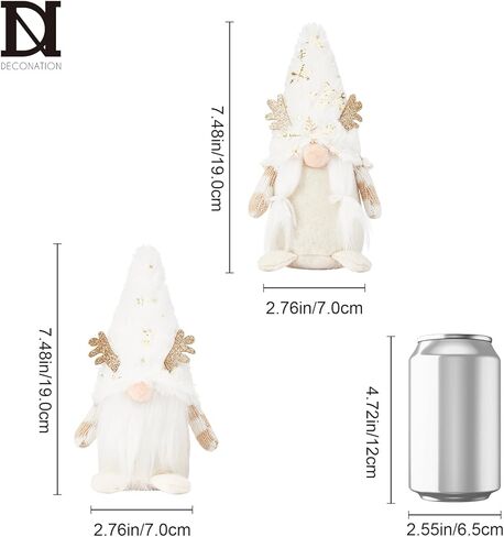 DN DECONATION 7.48" Plush Gnome Christmas Decorations, Handmade Swedish Tomte Elf Figurines, Stuffed Xmas Gnome Dolls Gifts for Holiday Shelf Tiered Tray Tabletop Home Decor in Saudi Arabia