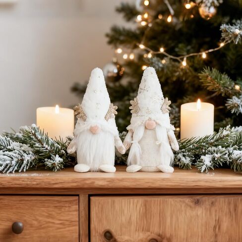 DN DECONATION 7.48" Plush Gnome Christmas Decorations, Handmade Swedish Tomte Elf Figurines, Stuffed Xmas Gnome Dolls Gifts for Holiday Shelf Tiered Tray Tabletop Home Decor in Saudi Arabia