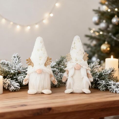 DN DECONATION 7.48" Plush Gnome Christmas Decorations, Handmade Swedish Tomte Elf Figurines, Stuffed Xmas Gnome Dolls Gifts for Holiday Shelf Tiered Tray Tabletop Home Decor in Saudi Arabia