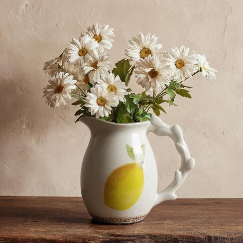 DIF Deco Vintage Lemon Ceramic Vase, Ice Glazed Crack Farmhouse Pitcher Vase for Shelf, Centerpiece Table,Room,Bathroom,Bedroom,Living Room,Office Decorations(5.9 inch) in Saudi Arabia