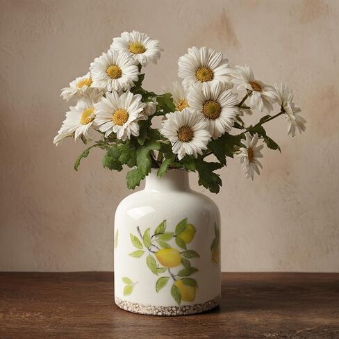 DIF Deco Vintage Lemon Ceramic Vase, Ice Glazed Crack Farmhouse Pitcher Vase for Shelf, Centerpiece Table,Room,Bathroom,Bedroom,Living Room,Office Decorations(5.9 inch) in Saudi Arabia