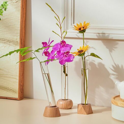 Pentagonal Base Hydroponic Vase for Flower Arrangements, Elegant Test Tube Design Plant Holder, Modern Tabletop Decor for Home Living Room & Office in Saudi Arabia