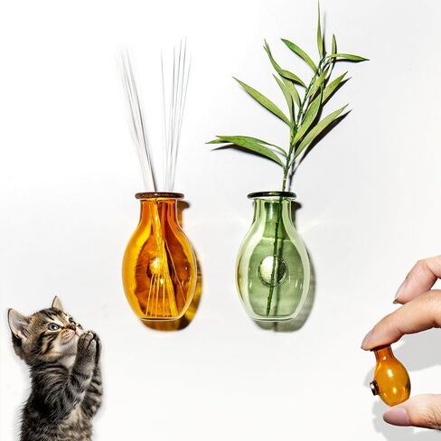 Nuvretk 2PCS Cat Whisker Holder – Mini Fridge Magnet Vases with Glass Paw Design for Keepsake, Pet Hair, or Flower Display (Blue & Gray) in Saudi Arabia