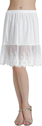 BEAUTELICATE Skirt Extender with Lace Trim Vintage Underskirt 100% Cotton Half Slip in Saudi Arabia