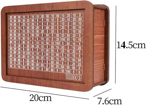Wooden Money Box with Money Target and Numbers, Coin Counter Piggy Bank, Savings Challenges Money Box, Cash Vault Wooden Savings Box 10,000, Cash Saver Box with Marker Pen (10000 Dollar) in Saudi Arabia