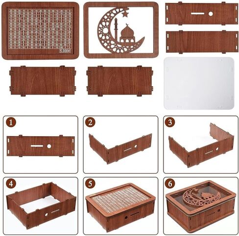Wooden Money Box with Money Target and Numbers, Coin Counter Piggy Bank, Savings Challenges Money Box, Cash Vault Wooden Savings Box 10,000, Cash Saver Box with Marker Pen (10000 Dollar) in Saudi Arabia