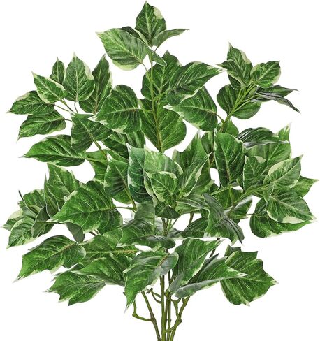 Hollyone 3PCS Artificial Greenery Stems for Vase 33.4 Inch Faux Leaf Branches Long Stems Fake Shrubs Branches Leaves Plants with White-Edged Twig Stems for Vase Garden Office Wedding Home Decor in Saudi Arabia