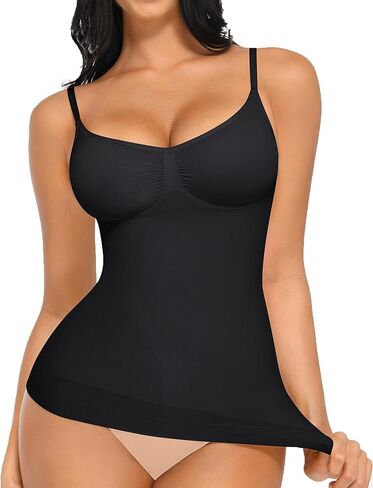 FeelinGirl Compression ShapeWear Tops for Women Scruched Tummy Control Tank Top with Adjustable Thin Straps White S in Saudi Arabia
