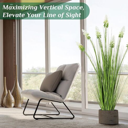Jexine 2 Pieces Faux Plants Outdoor 4 ft Horsetail Reed Grass with White Cockscomb Flower Tall Artificial Grass Plant Potted Faux Greenery Floor Plant for Housewarming Gift House Garden Lobby Outdoor in Saudi Arabia