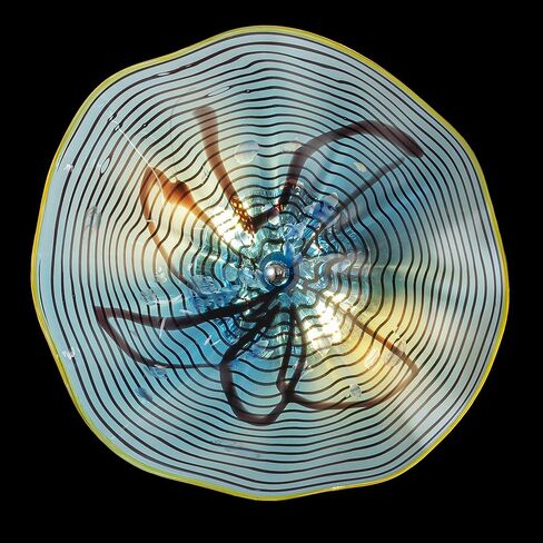 طبق زجاجي منفوخ يدويًا من kasiqilight لتزيين الحائط، فن جدار زجاجي أزرق، لوحة زجاجية بسيطة معلقة على الحائط ديكورات فريدة لغرفة المعيشة وغرفة النوم والمطبخ 12 بوصة in Saudi Arabia