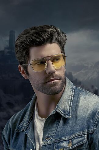 GUNNAR Gaming Glasses - Witcher White Wolf Steel Umber Amber Lens - Blue Light Blocking Relieve Dry Eye in Saudi Arabia
