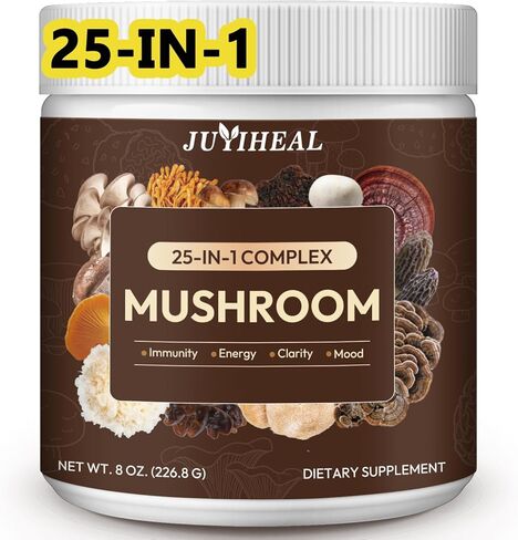 10-in-1 Mushroom Powder, Mushroom Complex - Lions Mane, Reishi, Shiitake, Chaga, Turkey Tail, Cordyceps, Maitake & More, Mushroom Supplement Powder for Energy, Memory, Focus & Immune Support 8oz in Saudi Arabia
