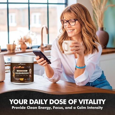 10-in-1 Mushroom Powder, Mushroom Complex - Lions Mane, Reishi, Shiitake, Chaga, Turkey Tail, Cordyceps, Maitake & More, Mushroom Supplement Powder for Energy, Memory, Focus & Immune Support 8oz in Saudi Arabia