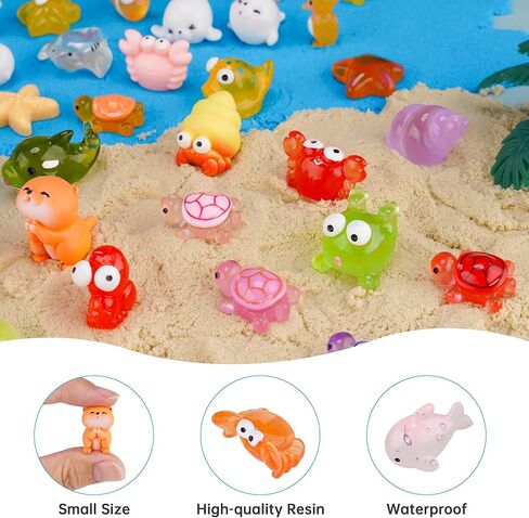 NiToy 50PCS Mini Resin Animals, Assorted Sea and Land Figurines for Fairy Garden, Aquarium, Terrarium, Potted Plants, DIY Crafts, Scavenger Hunts, Outdoor Indoor Decorations, Sensory Play in Saudi Arabia