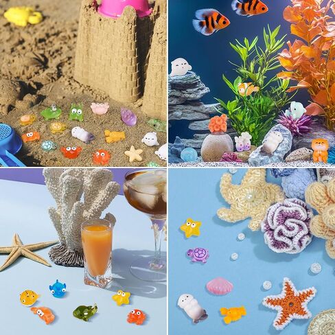 NiToy 50PCS Mini Resin Animals, Assorted Sea and Land Figurines for Fairy Garden, Aquarium, Terrarium, Potted Plants, DIY Crafts, Scavenger Hunts, Outdoor Indoor Decorations, Sensory Play in Saudi Arabia