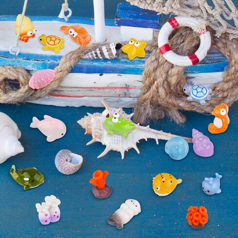 NiToy 50PCS Mini Resin Animals, Assorted Sea and Land Figurines for Fairy Garden, Aquarium, Terrarium, Potted Plants, DIY Crafts, Scavenger Hunts, Outdoor Indoor Decorations, Sensory Play in Saudi Arabia