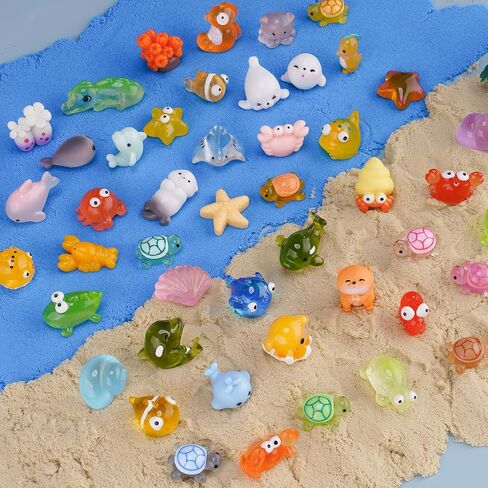 NiToy 50PCS Mini Resin Animals, Assorted Sea and Land Figurines for Fairy Garden, Aquarium, Terrarium, Potted Plants, DIY Crafts, Scavenger Hunts, Outdoor Indoor Decorations, Sensory Play in Saudi Arabia