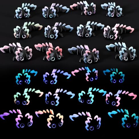 Soulchen متعددة الألوان تتوهج في الظلام مطبوعة ثلاثية الأبعاد شخصيات Axolotl ساحرة هدايا تململ صغيرة حسية لهدايا Axolotl عيد الحب هدايا حفلات أعياد الميلاد شخصيات حيوانات صغيرة (12 قطعة) in Kuwait