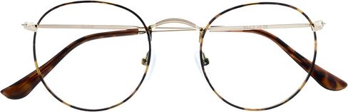 نظارات قراءة OPULIZE SOL مع حجب الضوء الأزرق للنساء والرجال، إطار معدني دائري، مفصلات زنبركية، نظارات ألعاب الكمبيوتر، رمادي معدني، ذهبي +1 (عبوة من قطعتين) in Kuwait