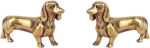 Mokuanza 2pcs Brass Greyhound Figurine, Brass Dog Statue for Desk Ornament - Collectible and Home Décor (Dachshund) in Saudi Arabia