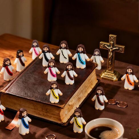 20pcs Little Jesus Figures 10 Colors Mini Jesus Loves You Figures to Hide and Seek Tiny Pocket Jesus Figurines for Sunday School Baptism Gifts Easter Egg Stuffers in Saudi Arabia