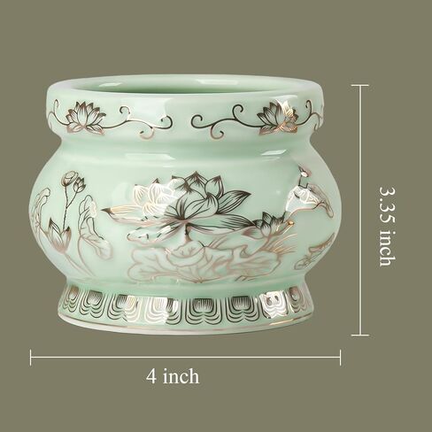 Qinlang Small Green Ceramic Buddhist Incense Burner Bowl, Buddha Incense Holder for Stick - 4 Inches in Saudi Arabia