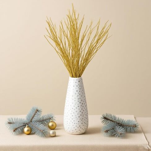 10.6inches Christmas Glitter Powder Berry Foam Artificial Berries Flowers Bouquet Home New Year Table Wreath DIY Decor (Silver with Ball) in Saudi Arabia