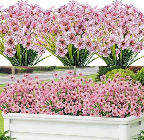 Lohas Brace UV Resistant Artificial Flowers Outdoor - Plastic Faux Plants Shrubs for Home Decor, Farmhouse, Wedding Indoor/Outside Decoration, Weatherproof Lifelike Greenery (Purple, 2) in Saudi Arabia