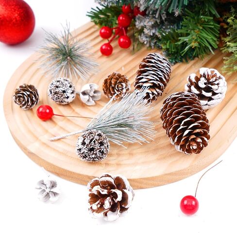 Christmas Pine Cones Pine Branch Berry Set, Snow Pinecones for Table Centerpieces Winter Home Decor Christmas Decoration in Saudi Arabia