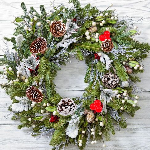 Christmas Pine Cones Pine Branch Berry Set, Snow Pinecones for Table Centerpieces Winter Home Decor Christmas Decoration in Saudi Arabia