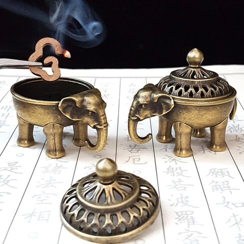 1pc Elephant Lucky Incense Burner Metal Lotus Incense Burner Bowl Incense Holder with Handle Yoga Medita in Saudi Arabia
