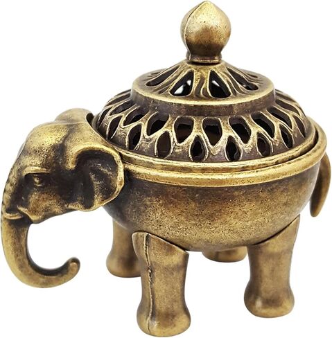 1pc Elephant Lucky Incense Burner Metal Lotus Incense Burner Bowl Incense Holder with Handle Yoga Medita in Saudi Arabia