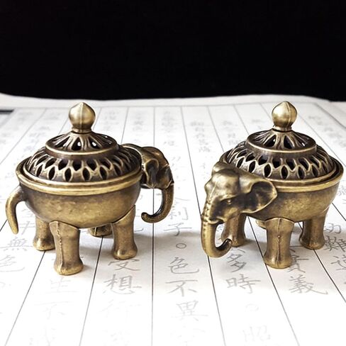 1pc Elephant Lucky Incense Burner Metal Lotus Incense Burner Bowl Incense Holder with Handle Yoga Medita in Saudi Arabia