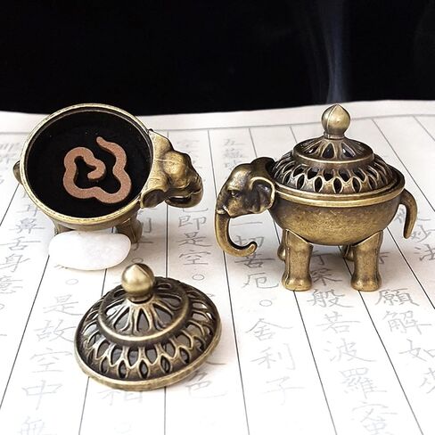 1pc Elephant Lucky Incense Burner Metal Lotus Incense Burner Bowl Incense Holder with Handle Yoga Medita in Saudi Arabia