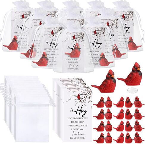VioraWhite Cardinal Memorial Gift Resin Red Bird Cardinal Figurines Funeral Favor Valentines Memorial Gift Remembrance Poem Card for Family Friend Guest Garden Craft Cake Topper Decor(Classic) in Saudi Arabia
