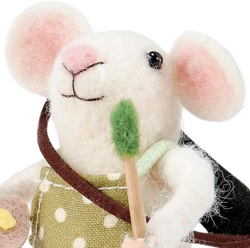Primitives من Kathy Painter Mouse تمثال كريتر من اللباد هدية للمعلم ديكور مكتب الفصل الدراسي مصنوع يدويًا فأرة فنية قائمة بذاتها مع فرشاة رسم ولوحة مقاس 2.75 بوصة × 5 بوصة × 2 بوصة in Saudi Arabia