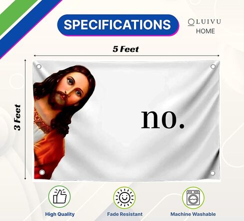 3x5 Ft Jesus Polyester Tapestry Funny Single Sided Flag with 4 Grommets - Tapestrys Christian Religious Cool Wall Flag - Tapestries for College Dorm Room Meme Banner or Flags for Bedroom Teen Guys Boys in Saudi Arabia