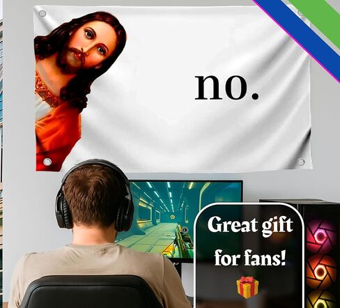 3x5 Ft Jesus Polyester Tapestry Funny Single Sided Flag with 4 Grommets - Tapestrys Christian Religious Cool Wall Flag - Tapestries for College Dorm Room Meme Banner or Flags for Bedroom Teen Guys Boys in Saudi Arabia