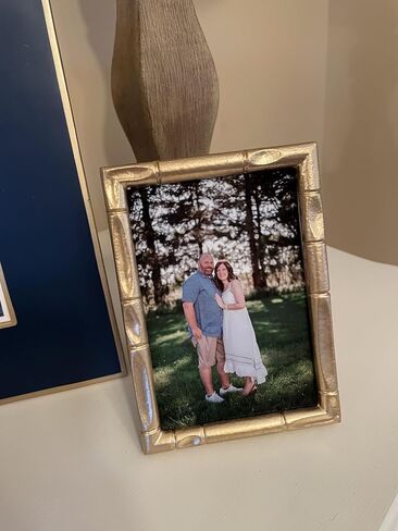 إطار صور Jaye's Studio مقاس 5 × 7 من الخيزران الذهبي، إطارات معدنية حامل حامل فريد من نوعه، صورة ذهبية مقاس 5 × 7، عرض عمودي وأفقي، ديكور بوهو فاخر من الخيزران in Saudi Arabia