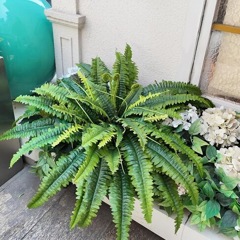 CongfuHepMui 45" Fake Fern - Set of 2 Ferns Artificial Plants Large, 55 Leaves Artificial Fern for Outdoors Per Bouquet, Artificial Boston Ferns Greenery Plant for Indoors Home Garden Porch Decor in Saudi Arabia