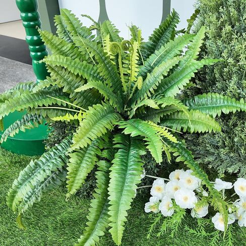 CongfuHepMui 45" Fake Fern - Set of 2 Ferns Artificial Plants Large, 55 Leaves Artificial Fern for Outdoors Per Bouquet, Artificial Boston Ferns Greenery Plant for Indoors Home Garden Porch Decor in Saudi Arabia