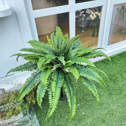 CongfuHepMui 45" Fake Fern - Set of 2 Ferns Artificial Plants Large, 55 Leaves Artificial Fern for Outdoors Per Bouquet, Artificial Boston Ferns Greenery Plant for Indoors Home Garden Porch Decor in Saudi Arabia