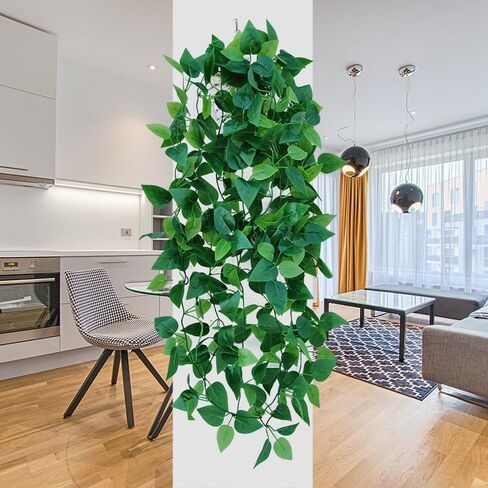 110cm Artificial Hanging Plants, Fake Hanging Plant, Fake Ivy Vine Plants Artificial Vines for Wall Indoor Outdoor Garden Party Decoration (Green Crabapple Leaves) in Saudi Arabia