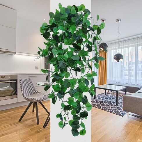 110cm Artificial Hanging Plants, Fake Hanging Plant, Fake Ivy Vine Plants Artificial Vines for Wall Indoor Outdoor Garden Party Decoration (Green Crabapple Leaves) in Saudi Arabia
